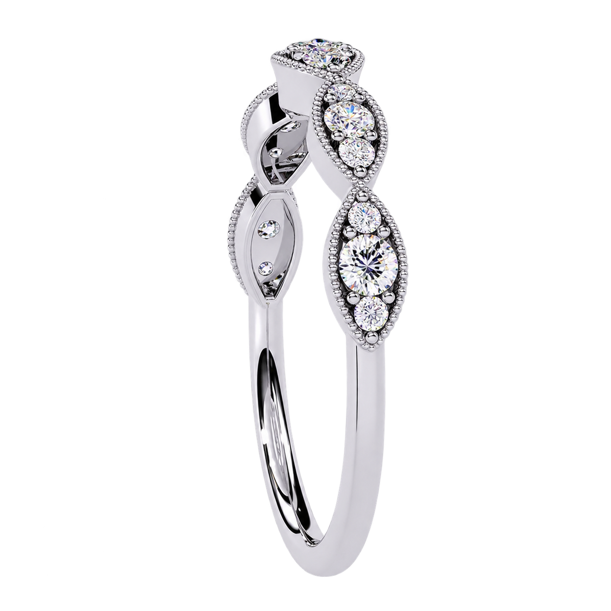 Vintage Inspired Round Lab Grown Diamond Wedding Band