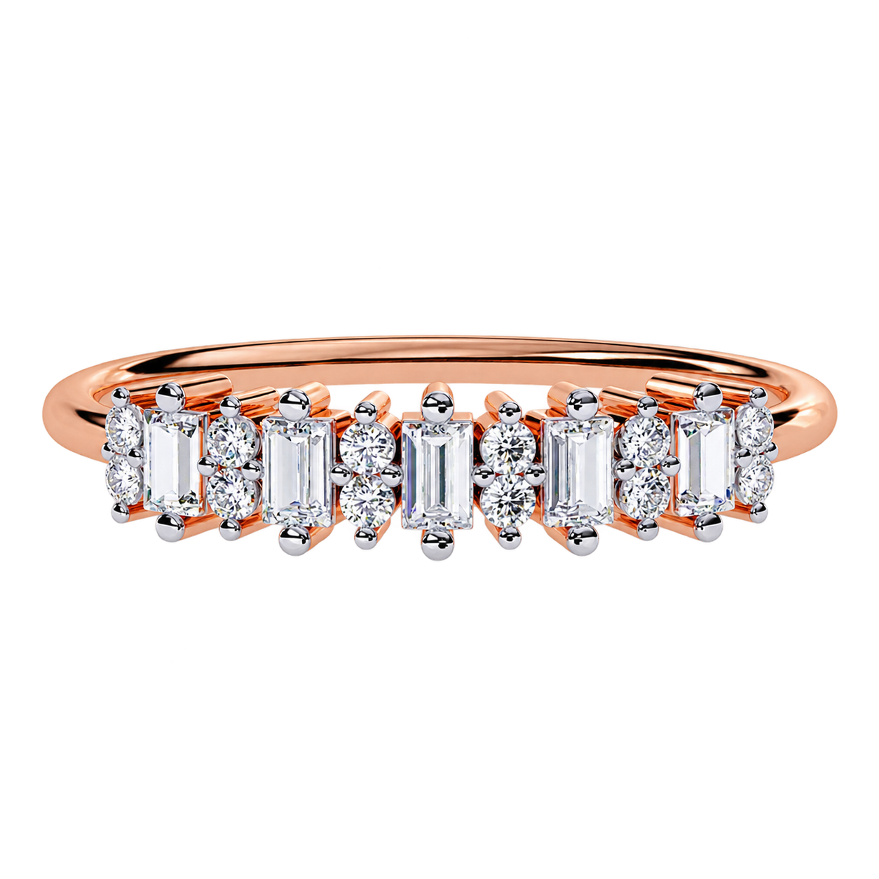 Stackable Lab Grown Diamond Wedding Band with Baguette Cut Stones
