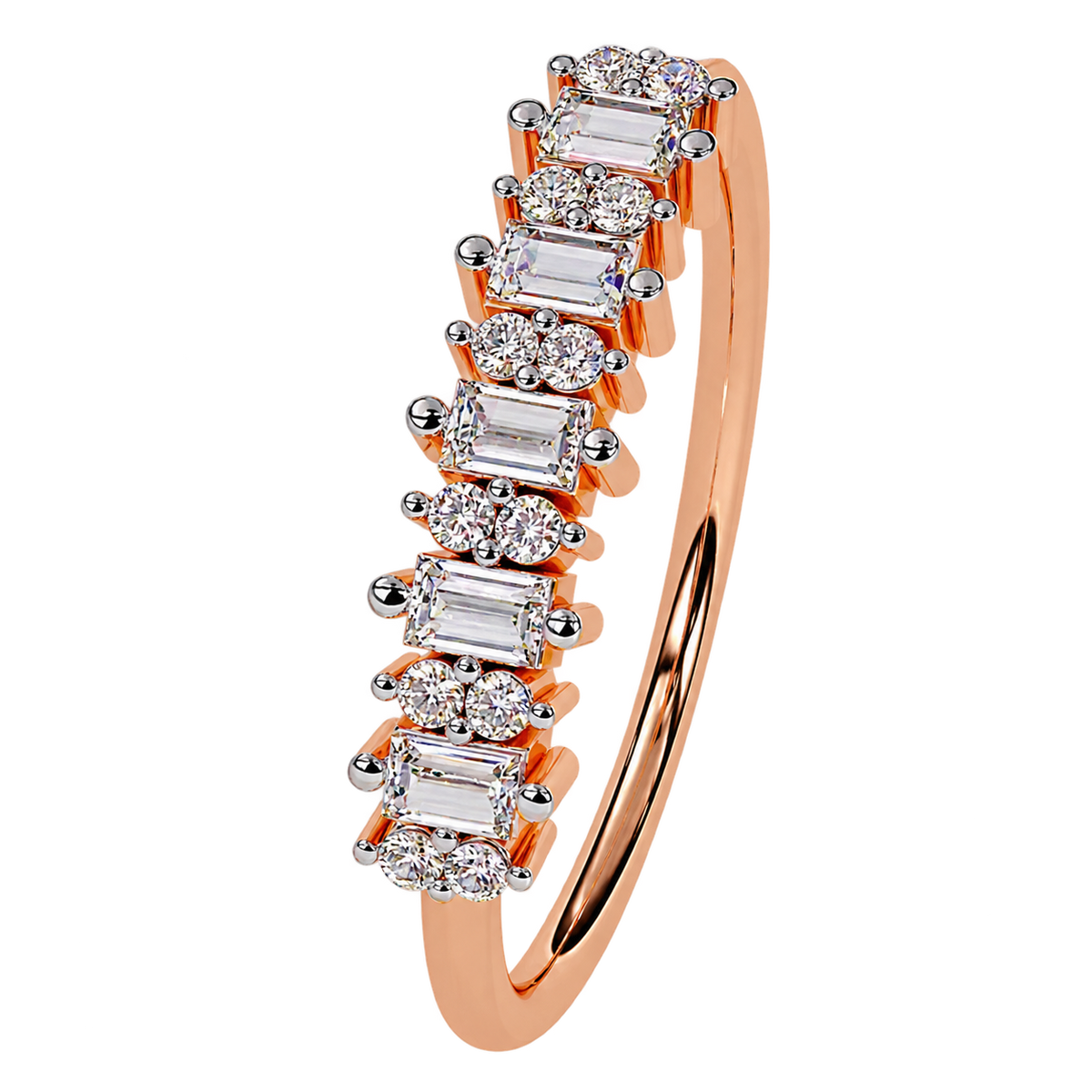 Stackable Lab Grown Diamond Wedding Band with Baguette Cut Stones