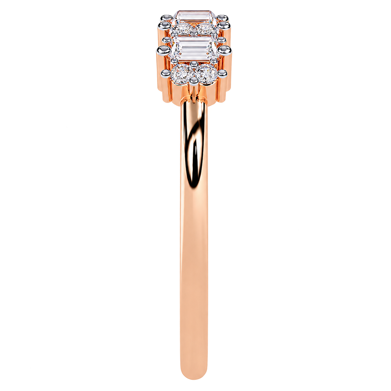 Stackable Lab Grown Diamond Wedding Band with Baguette Cut Stones