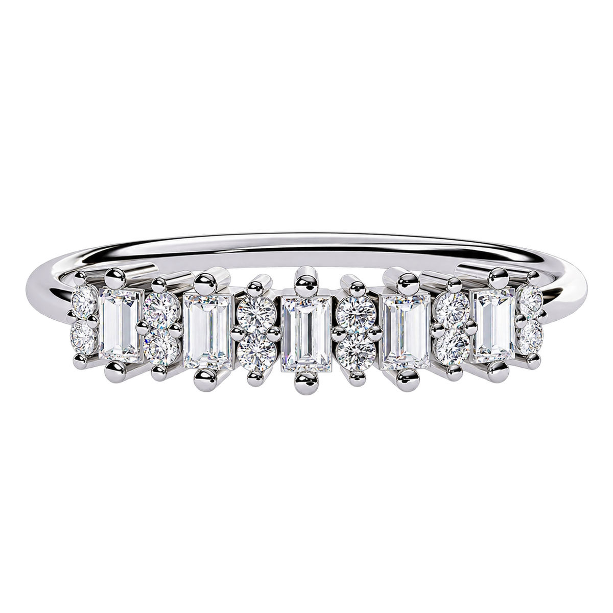 Stackable Lab Grown Diamond Wedding Band with Baguette Cut Stones