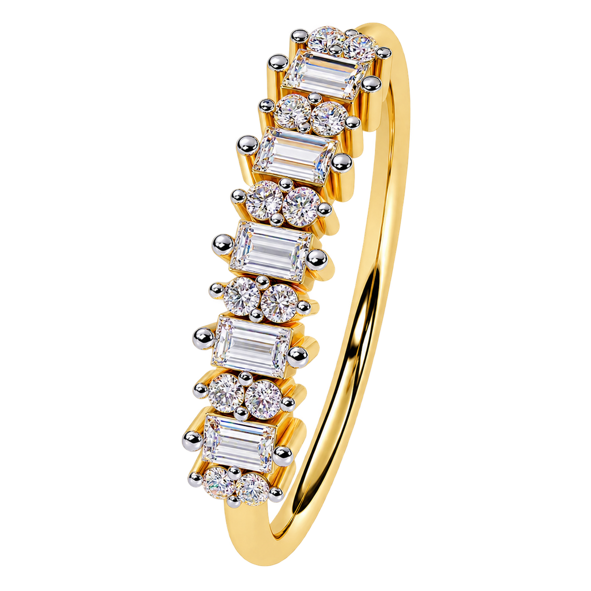 Stackable Lab Grown Diamond Wedding Band with Baguette Cut Stones