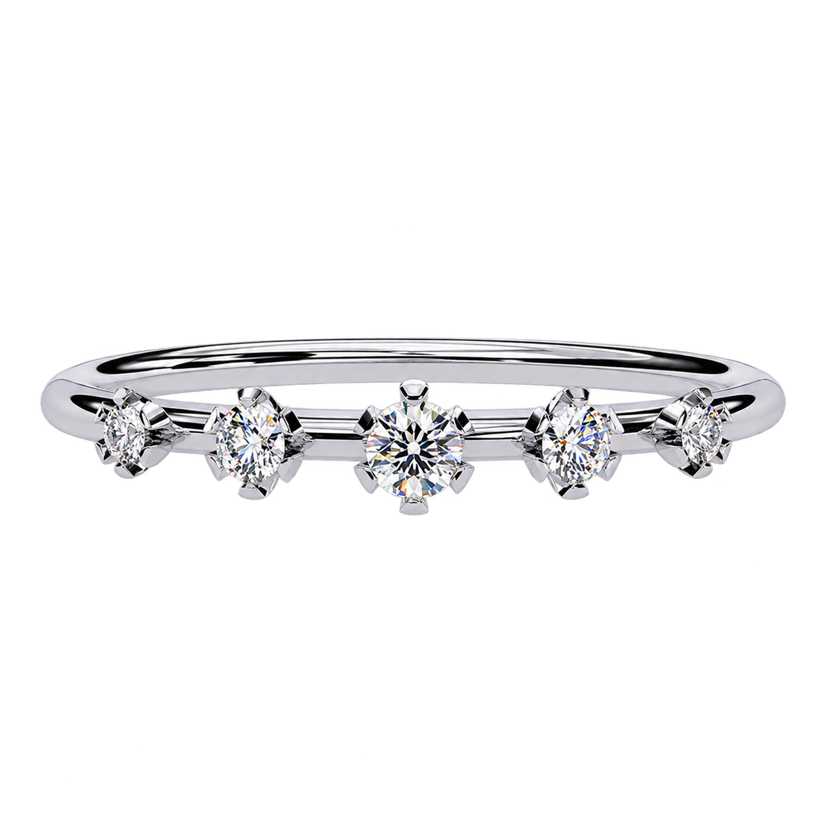 Lab Grown Diamond Wedding Band - Floating Diamond Stackable Band