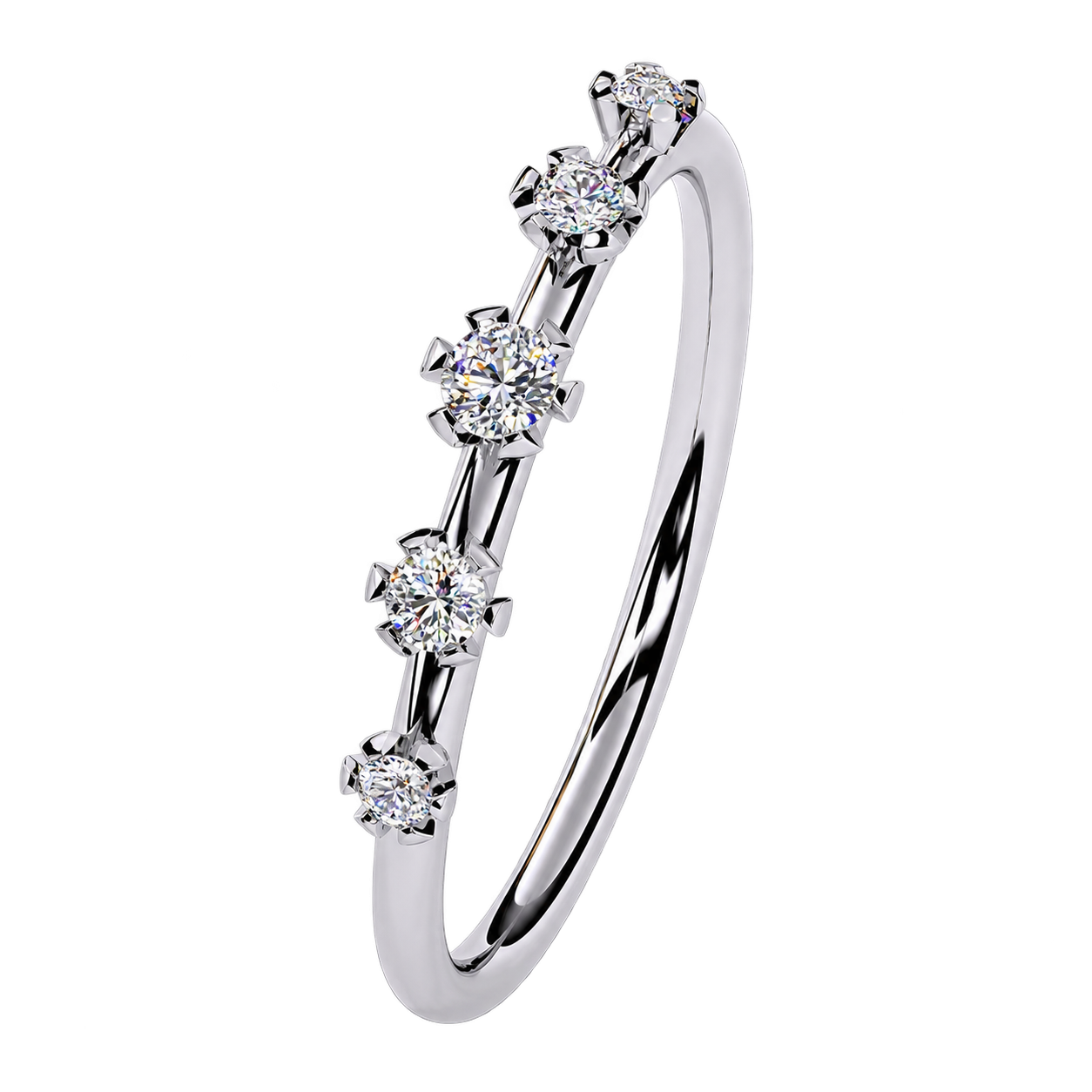 Lab Grown Diamond Wedding Band - Floating Diamond Stackable Band