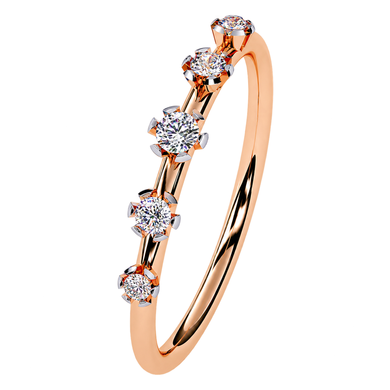 Lab Grown Diamond Wedding Band - Floating Diamond Stackable Band