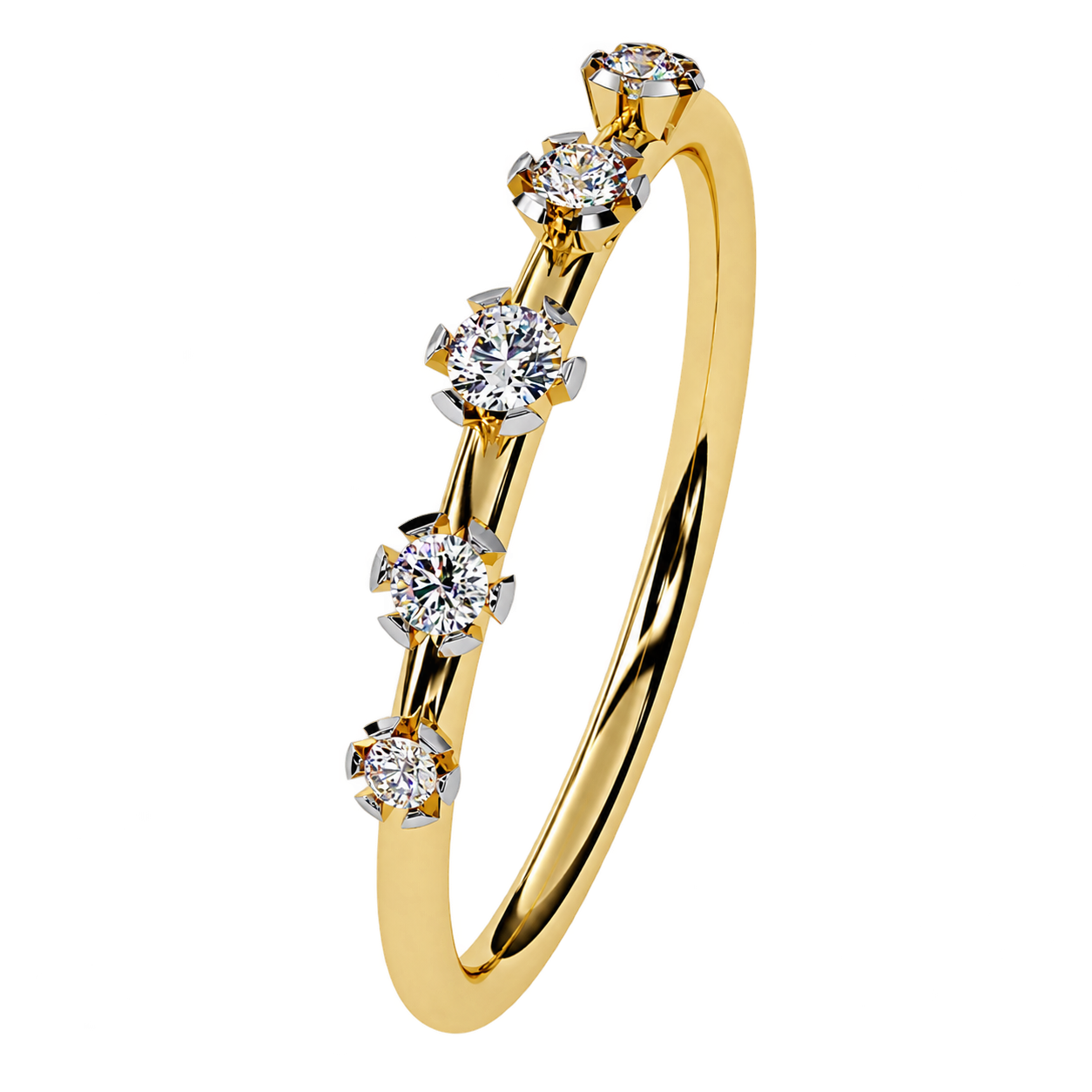 Lab Grown Diamond Wedding Band - Floating Diamond Stackable Band
