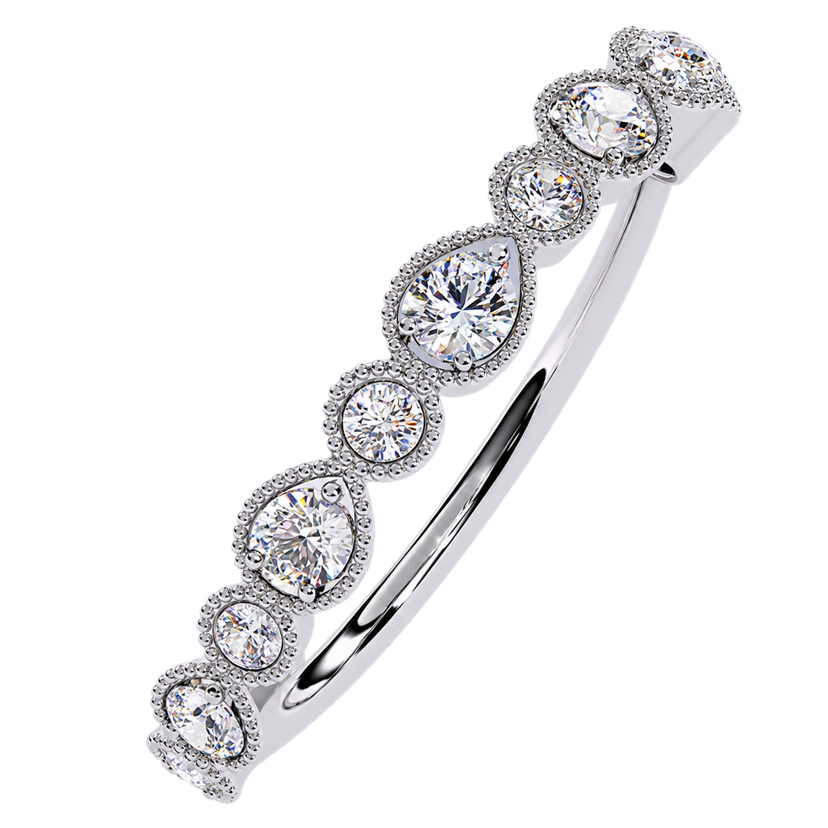 Vintage Milgrain Round Lab-Grown Diamond Wedding Band