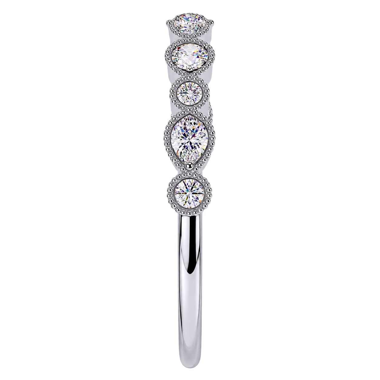 Vintage Milgrain Round Lab-Grown Diamond Wedding Band