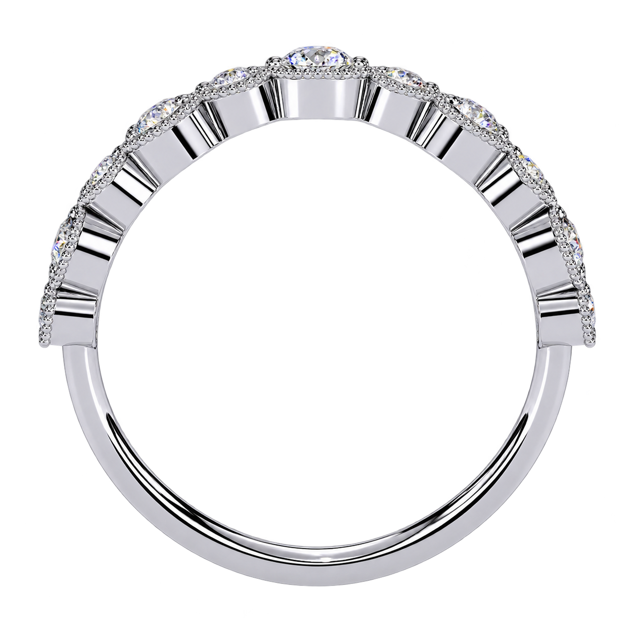 Vintage Milgrain Round Lab-Grown Diamond Wedding Band