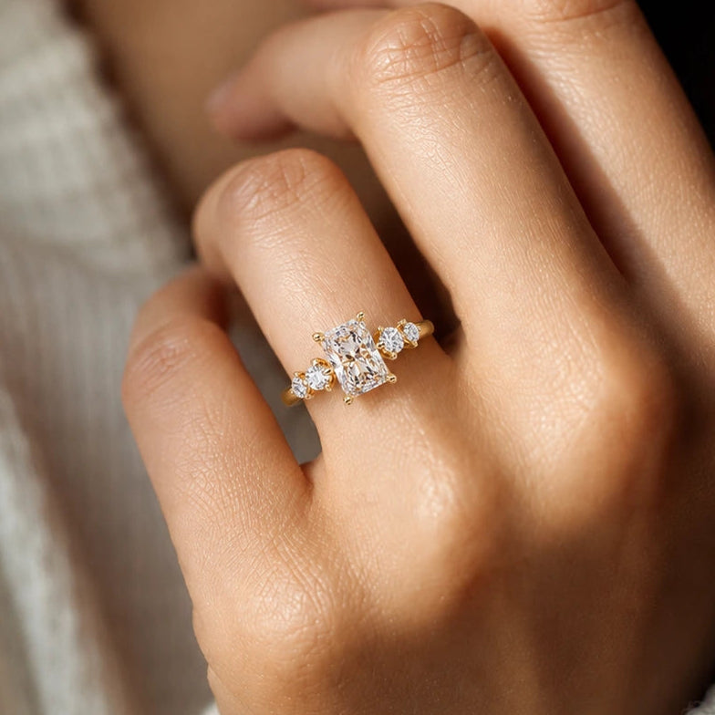 Radiant Cut Lab Grown Diamond Five Stone Engagement Ring