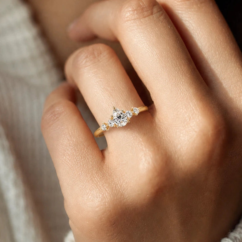 Pear Cut Lab Grown Diamond Five Stone Set Engagement Ring