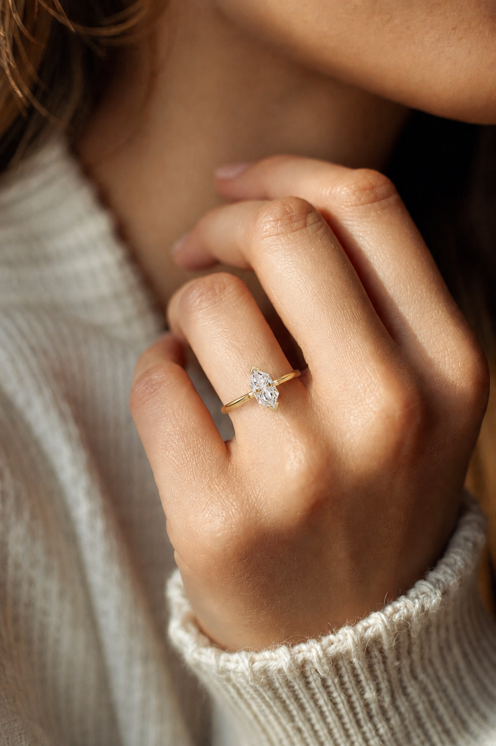 Dutch Marquise Lab Grown Diamond Engagement Ring Sleek Solitaire Style