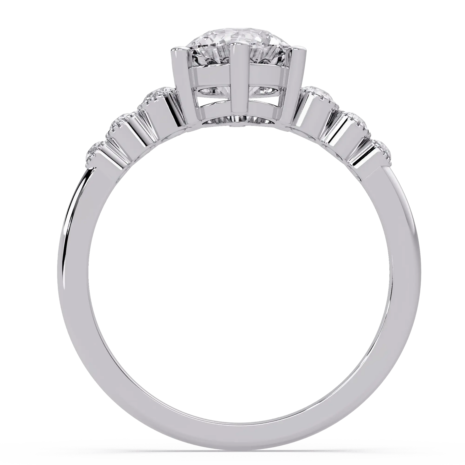 Classic Round Lab Grown Diamond Engagement Ring with Accent Diamonds