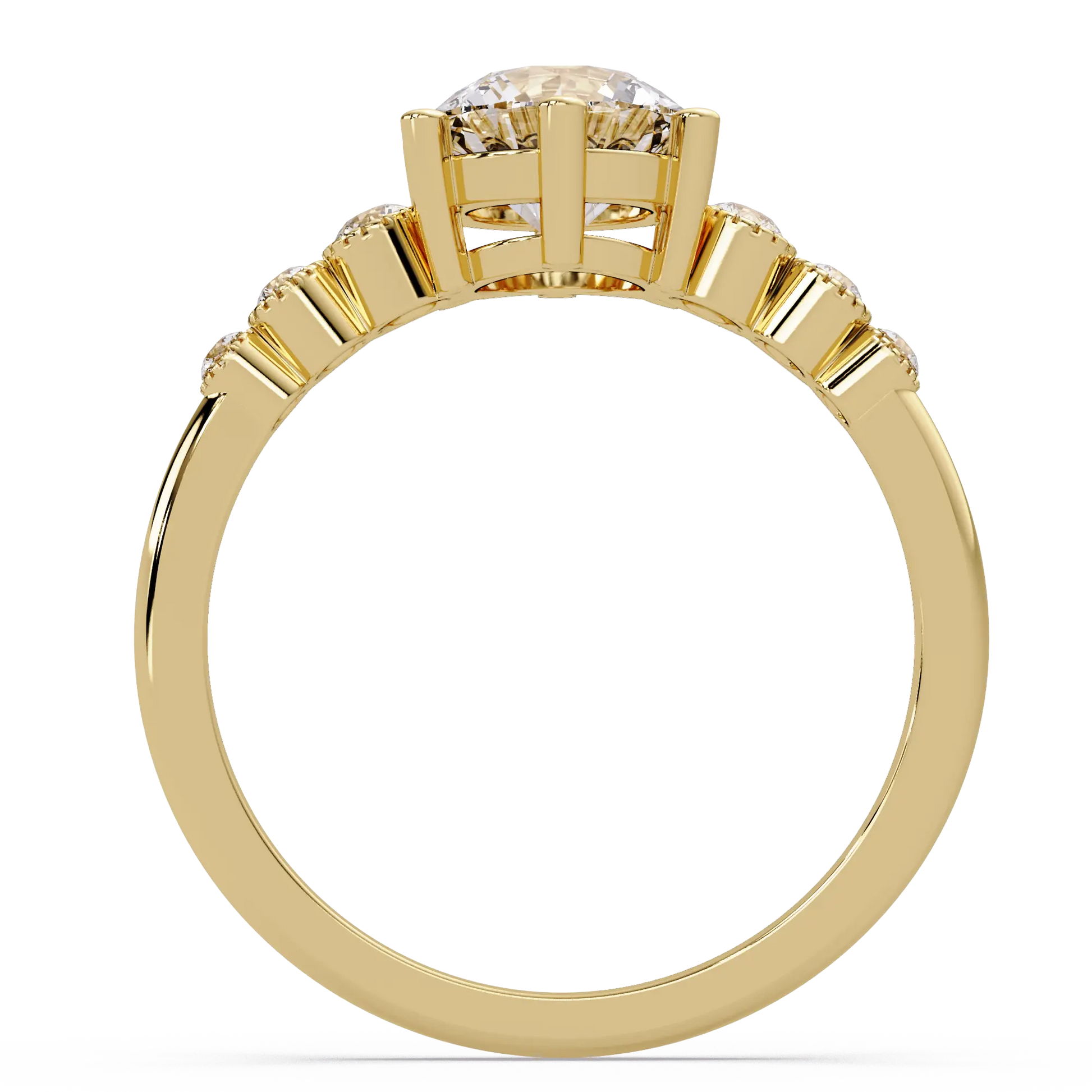 Classic Round Lab Grown Diamond Engagement Ring with Accent Diamonds