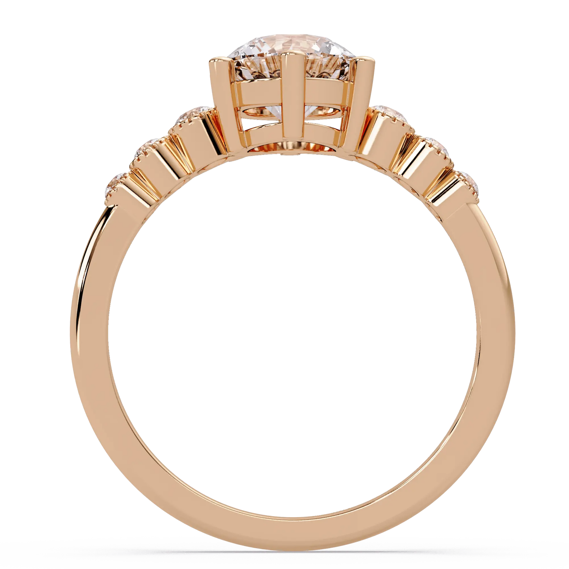 Classic Round Lab Grown Diamond Engagement Ring with Accent Diamonds