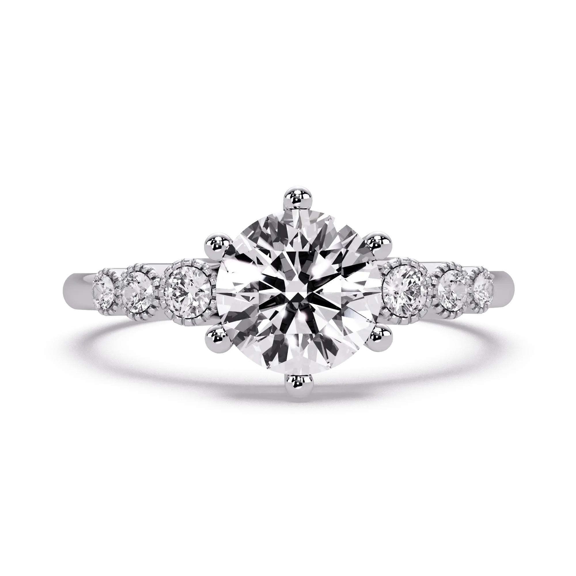 Classic Round Lab Grown Diamond Engagement Ring with Accent Diamonds