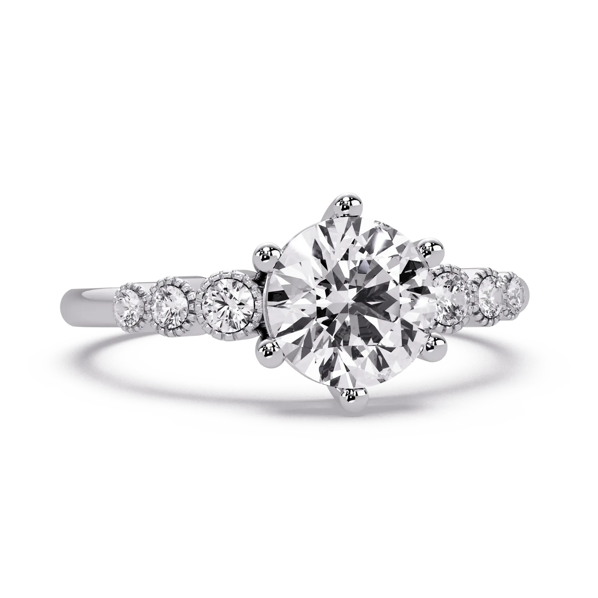 Classic Round Lab Grown Diamond Engagement Ring with Accent Diamonds