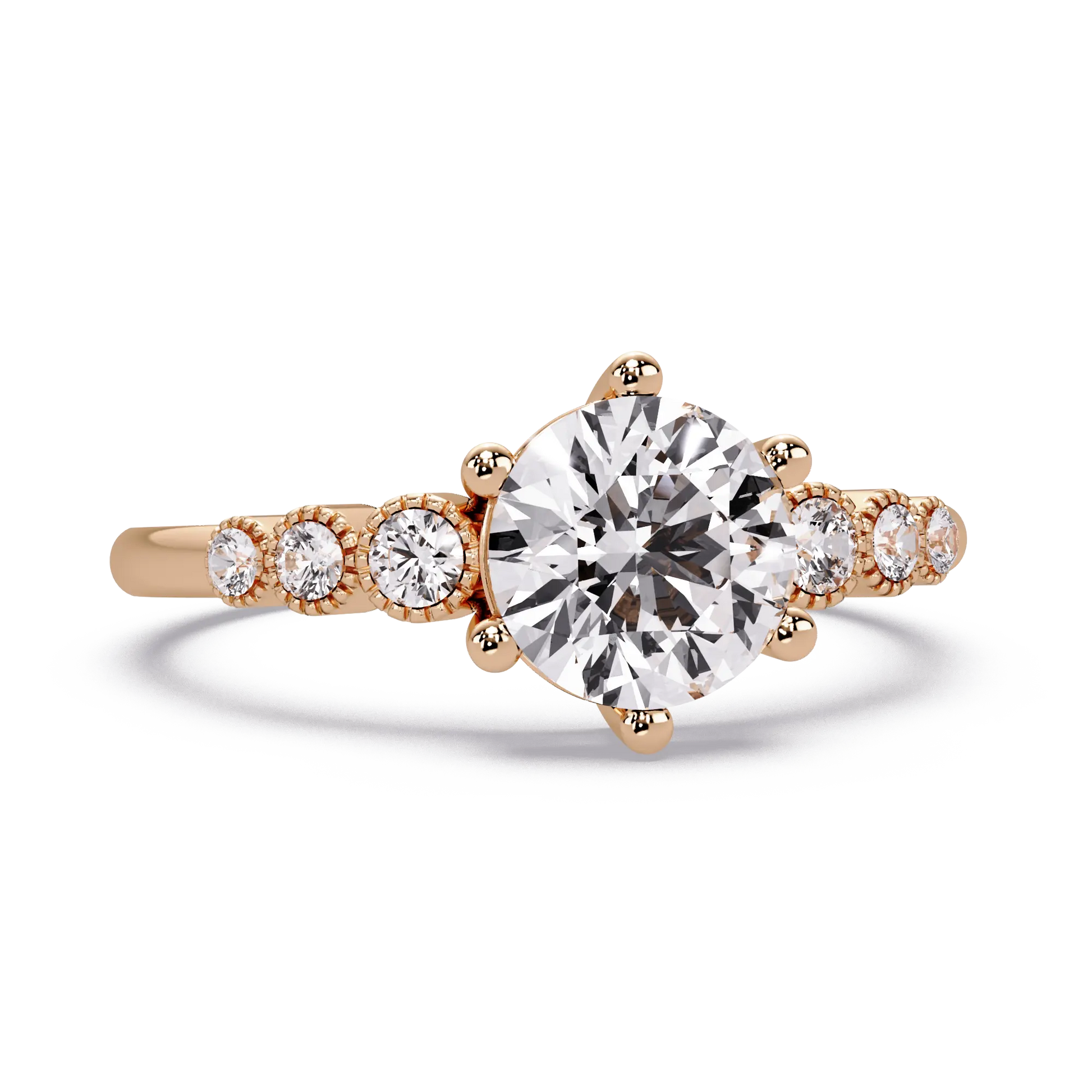 Classic Round Lab Grown Diamond Engagement Ring with Accent Diamonds