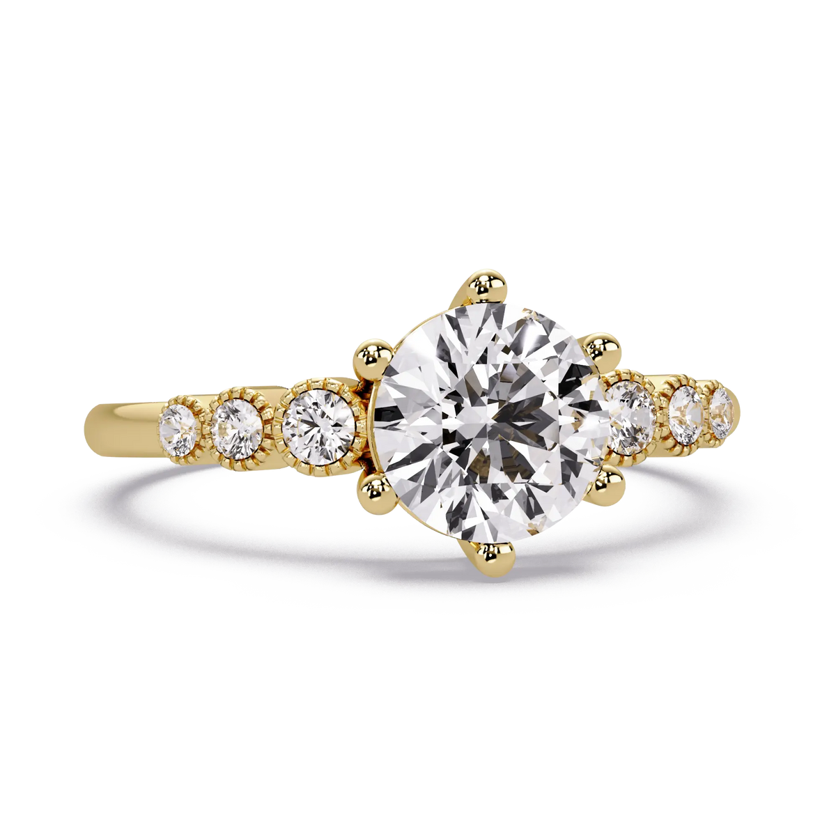 Classic Round Lab Grown Diamond Engagement Ring with Accent Diamonds