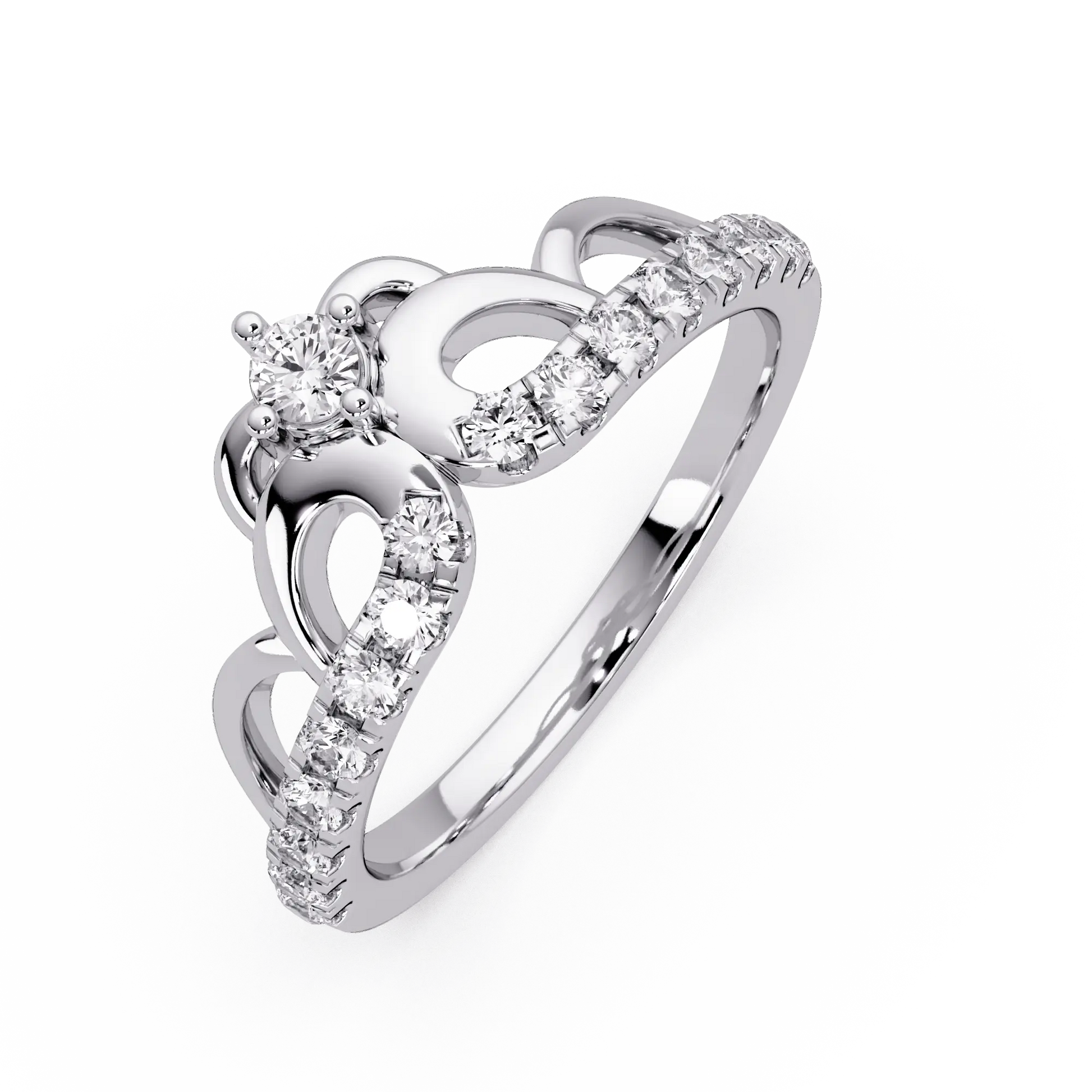 Crown Diamond Wedding Band  Royal Curved Tiara Pavé Diamond Ring