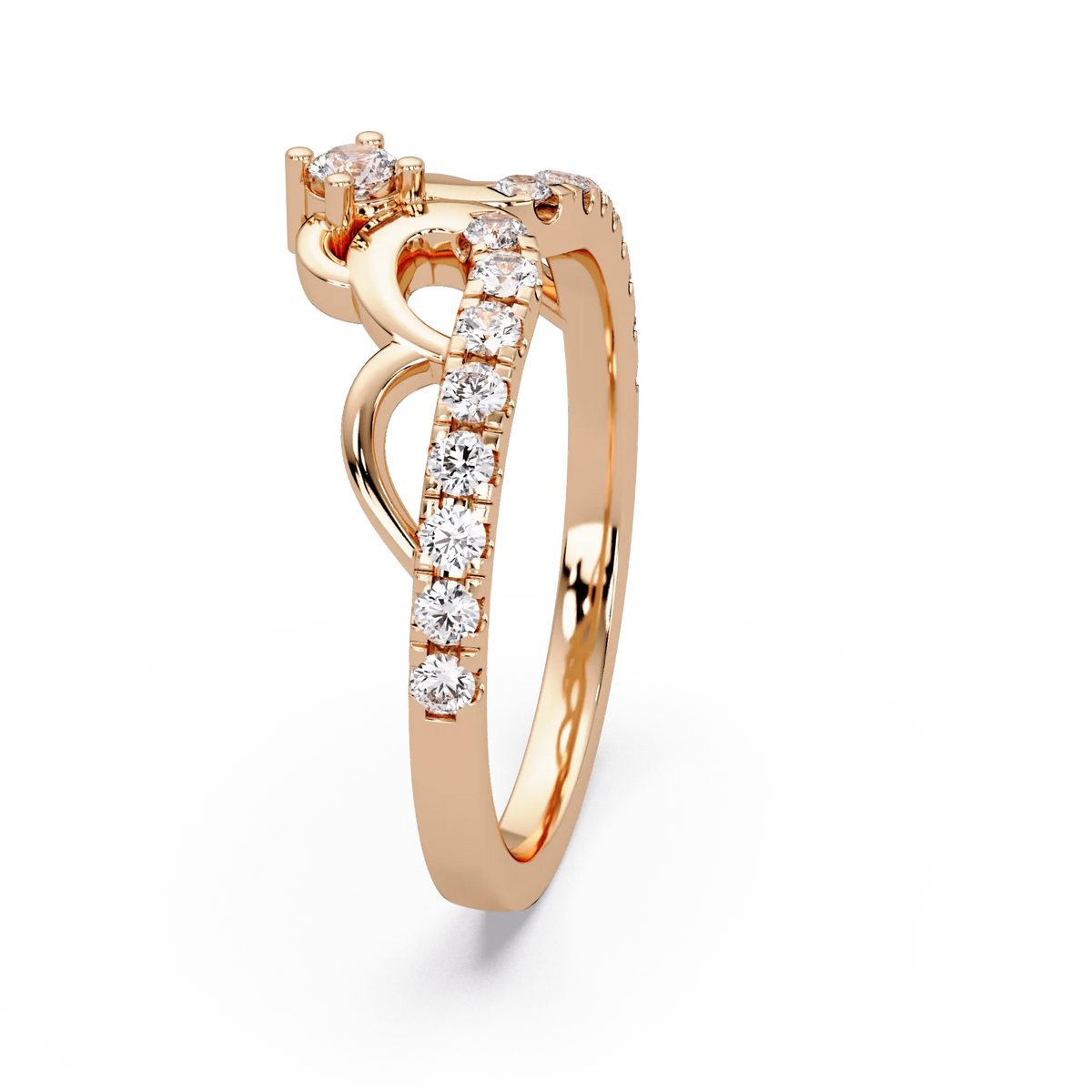 Crown Diamond Wedding Band  Royal Curved Tiara Pavé Diamond Ring