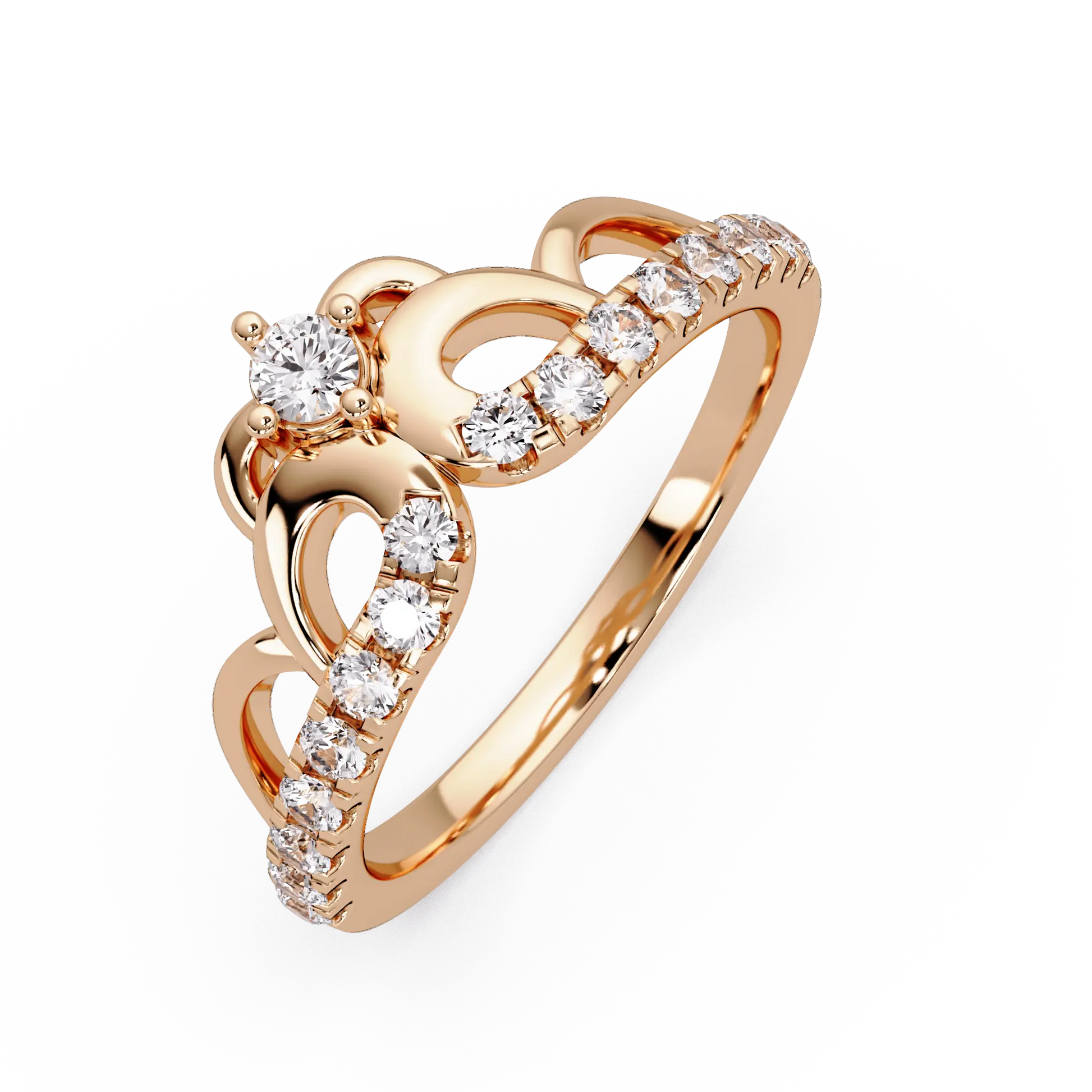 Crown Diamond Wedding Band  Royal Curved Tiara Pavé Diamond Ring
