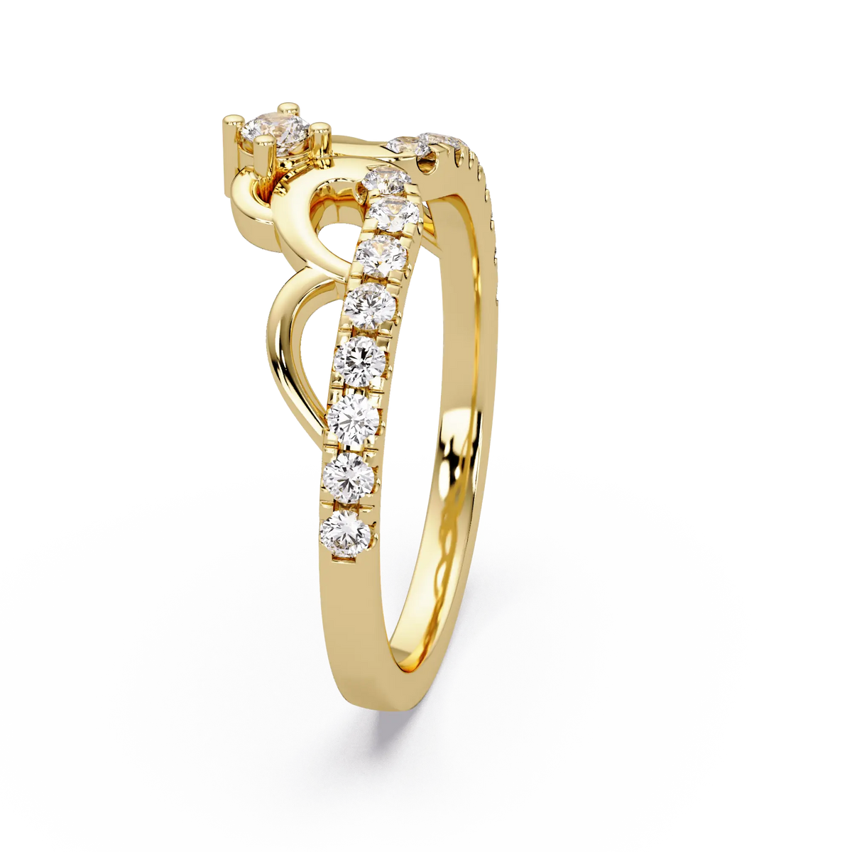 Crown Diamond Wedding Band  Royal Curved Tiara Pavé Diamond Ring