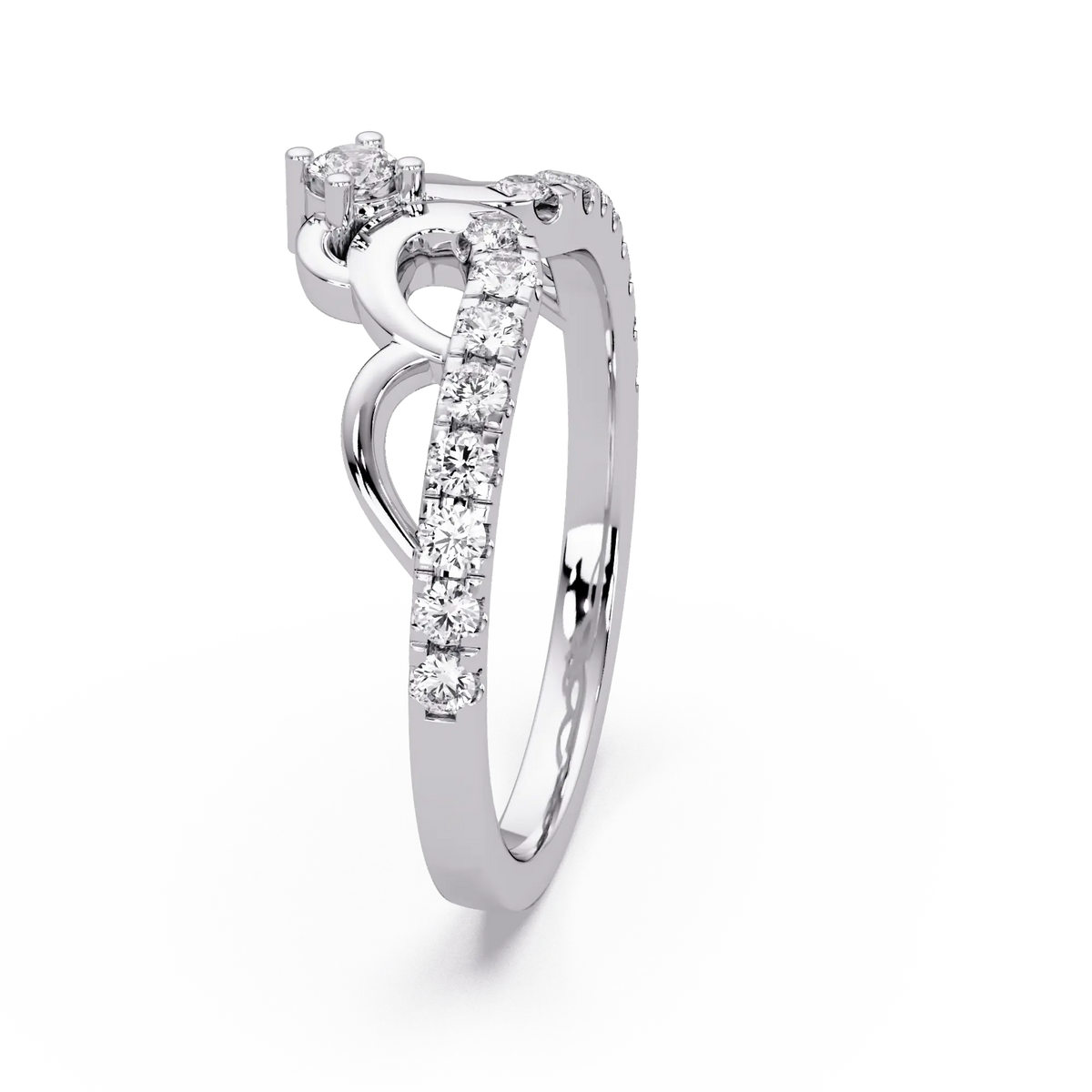 Crown Diamond Wedding Band  Royal Curved Tiara Pavé Diamond Ring