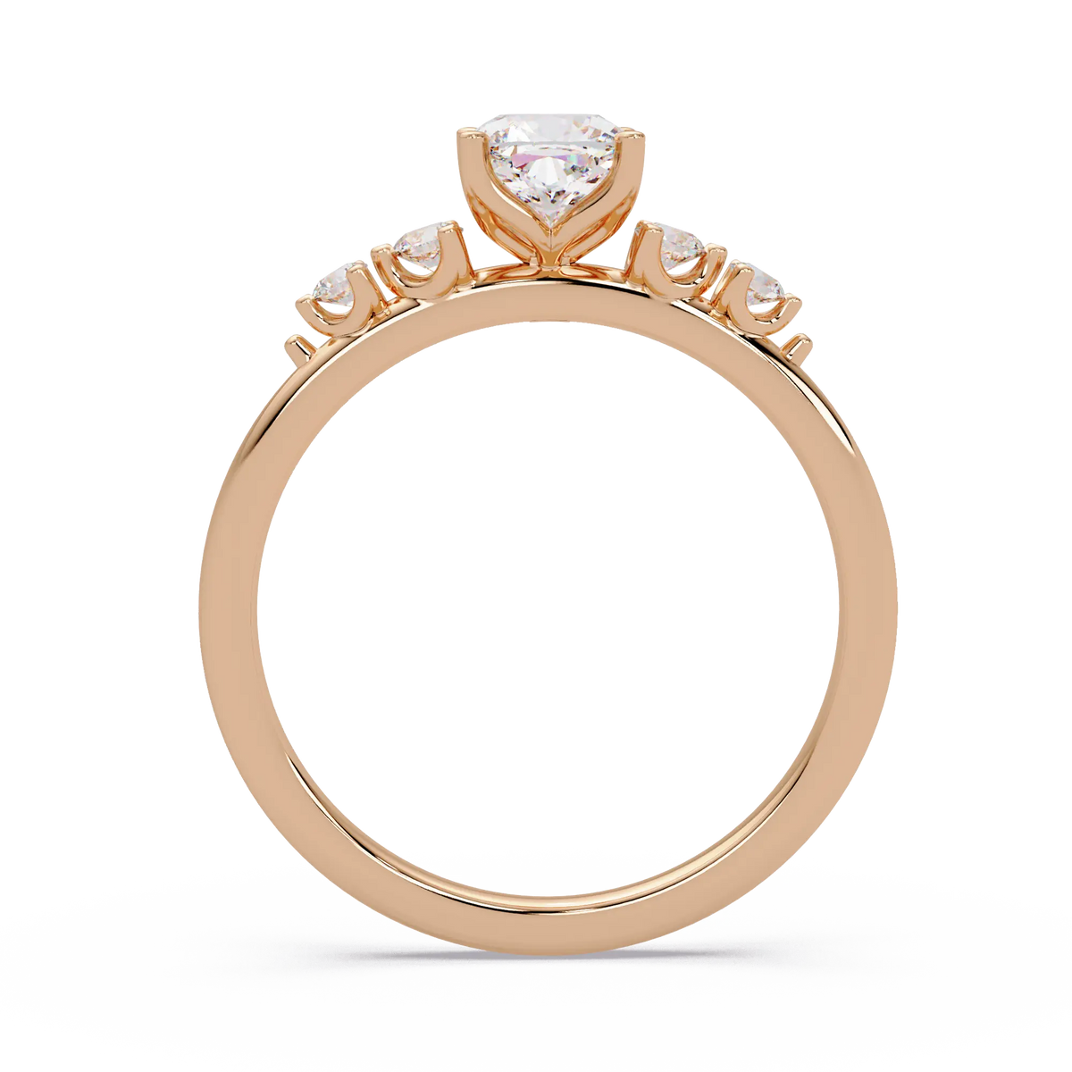 Cushion Cut Diamond Three Stone Engagement Ring - Classic Round Accent Diamond Ring
