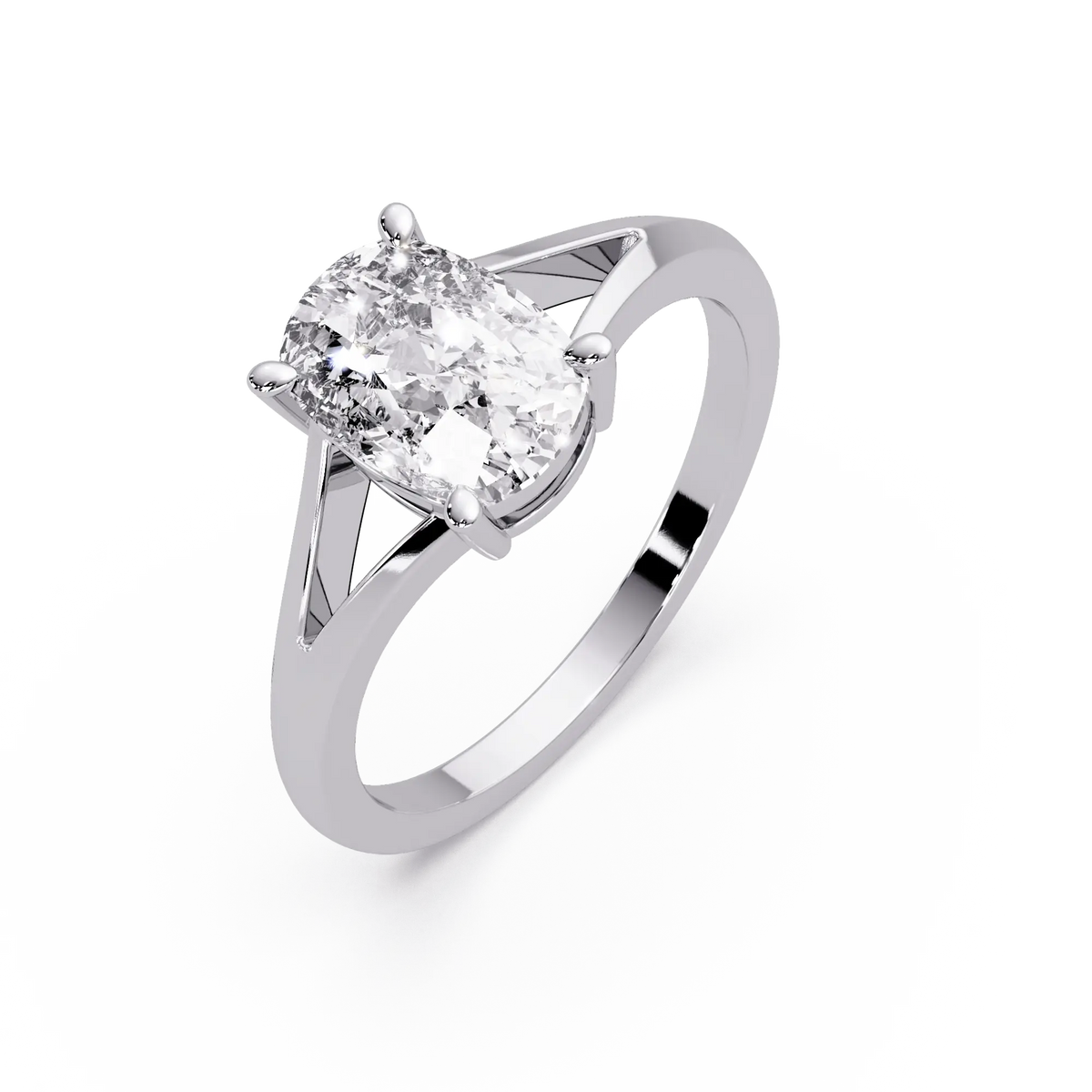Cushion Lab Grown Diamond Solitaire Engagement Ring Modern Split Shank Design