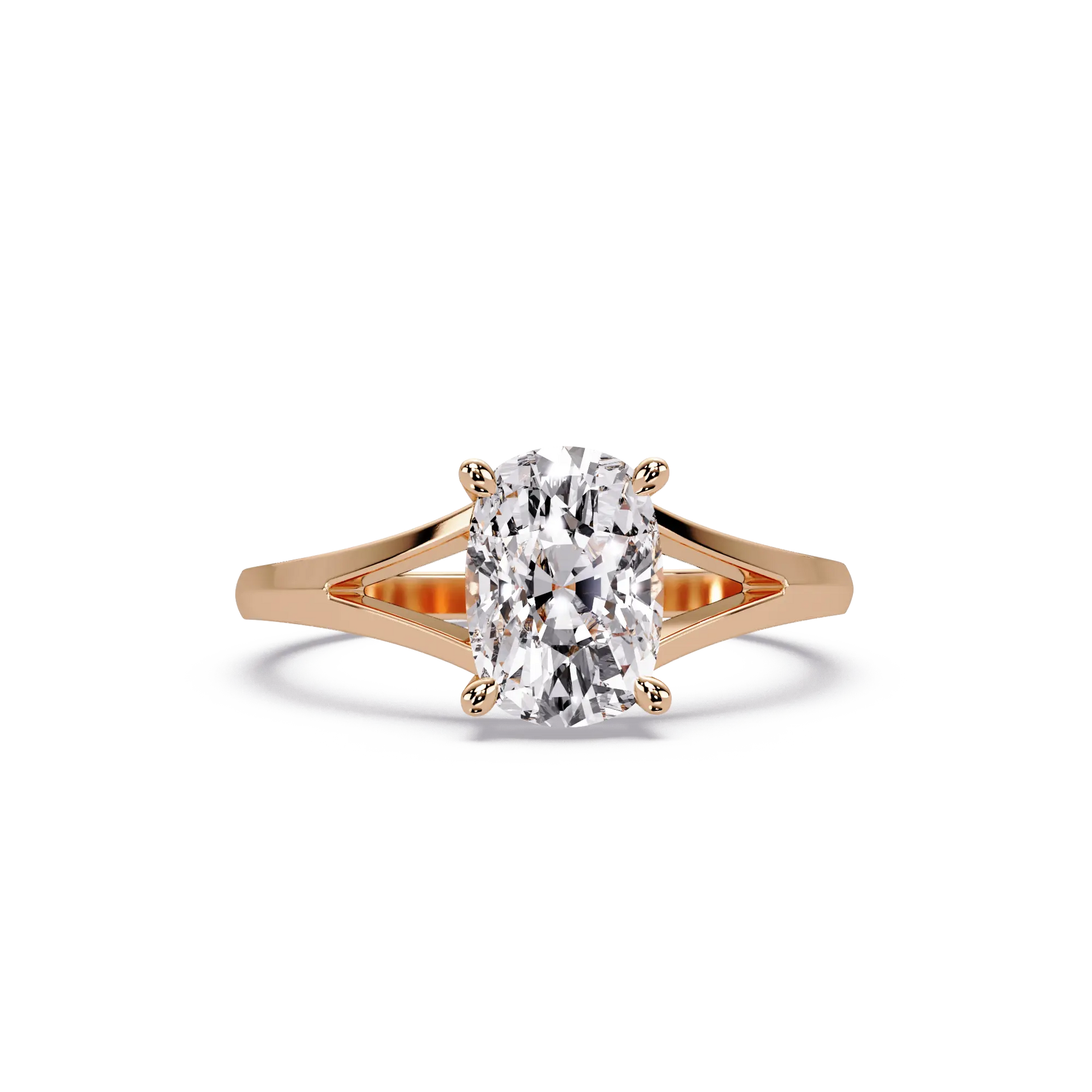 Cushion Lab Grown Diamond Solitaire Engagement Ring Modern Split Shank Design