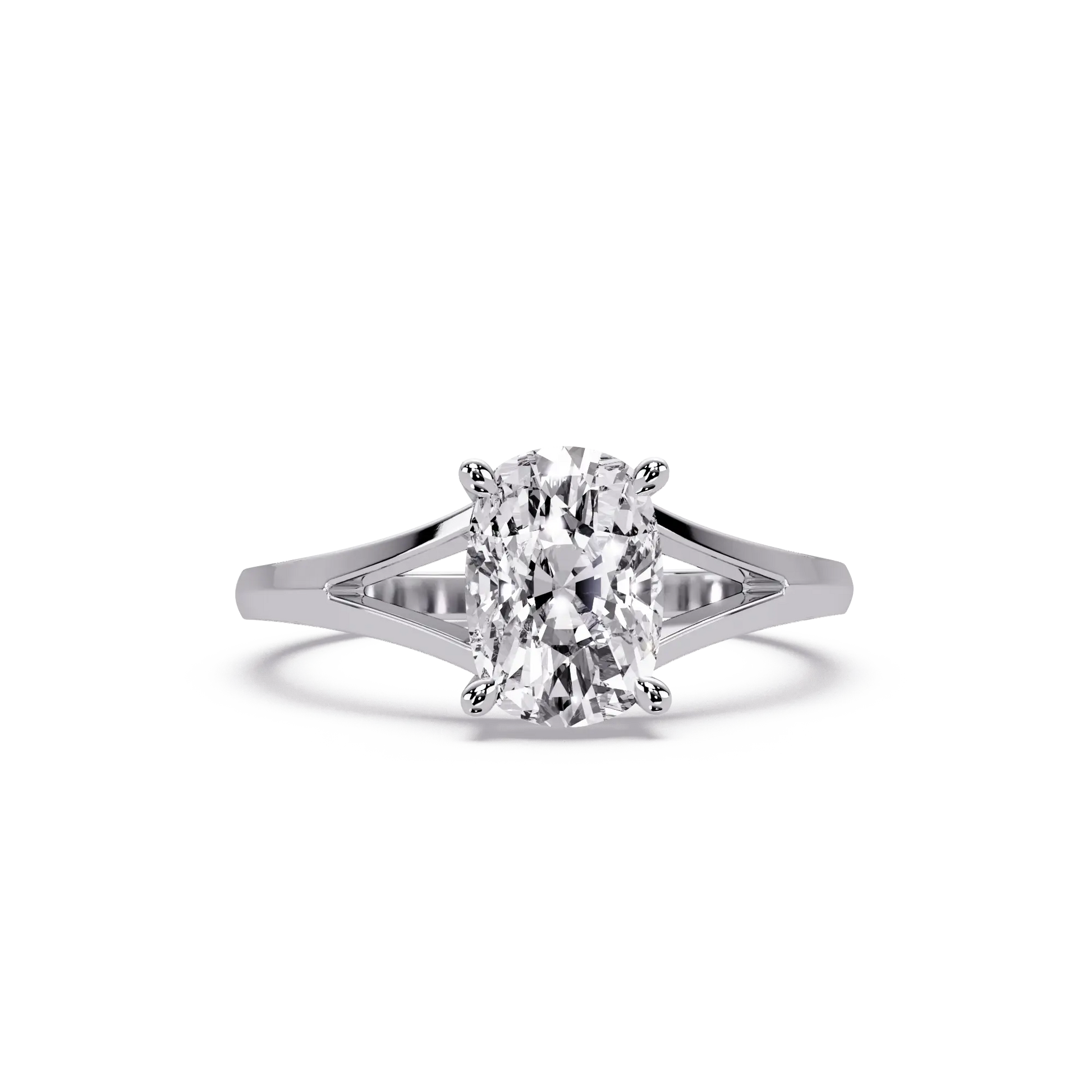 Cushion Lab Grown Diamond Solitaire Engagement Ring Modern Split Shank Design