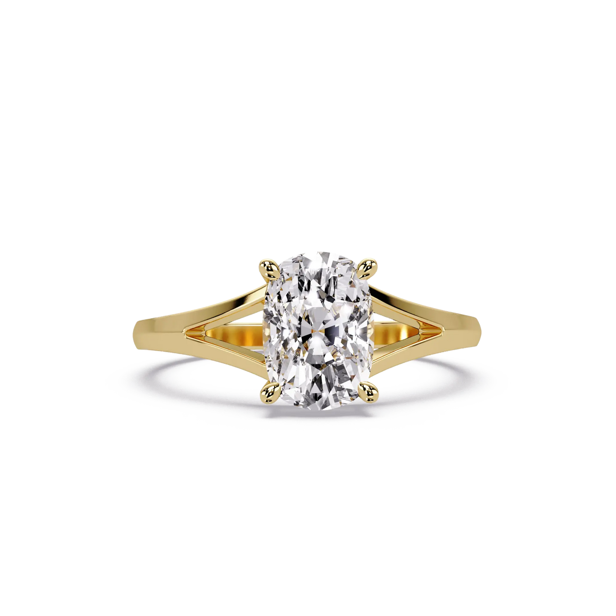 Cushion Lab Grown Diamond Solitaire Engagement Ring Modern Split Shank Design