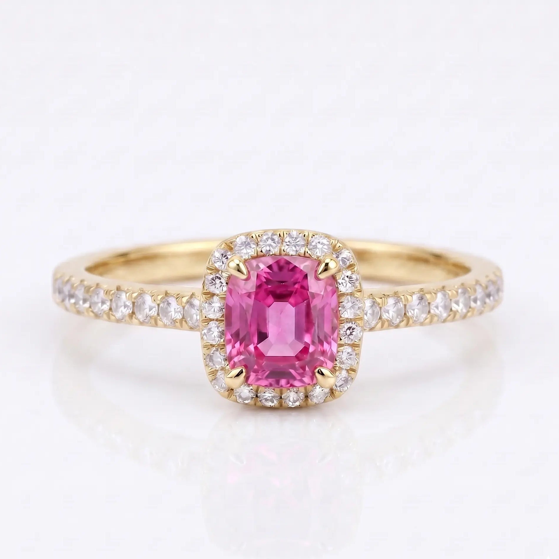 Cushion Morganite Halo Ring with Dazzling Diamond Accents