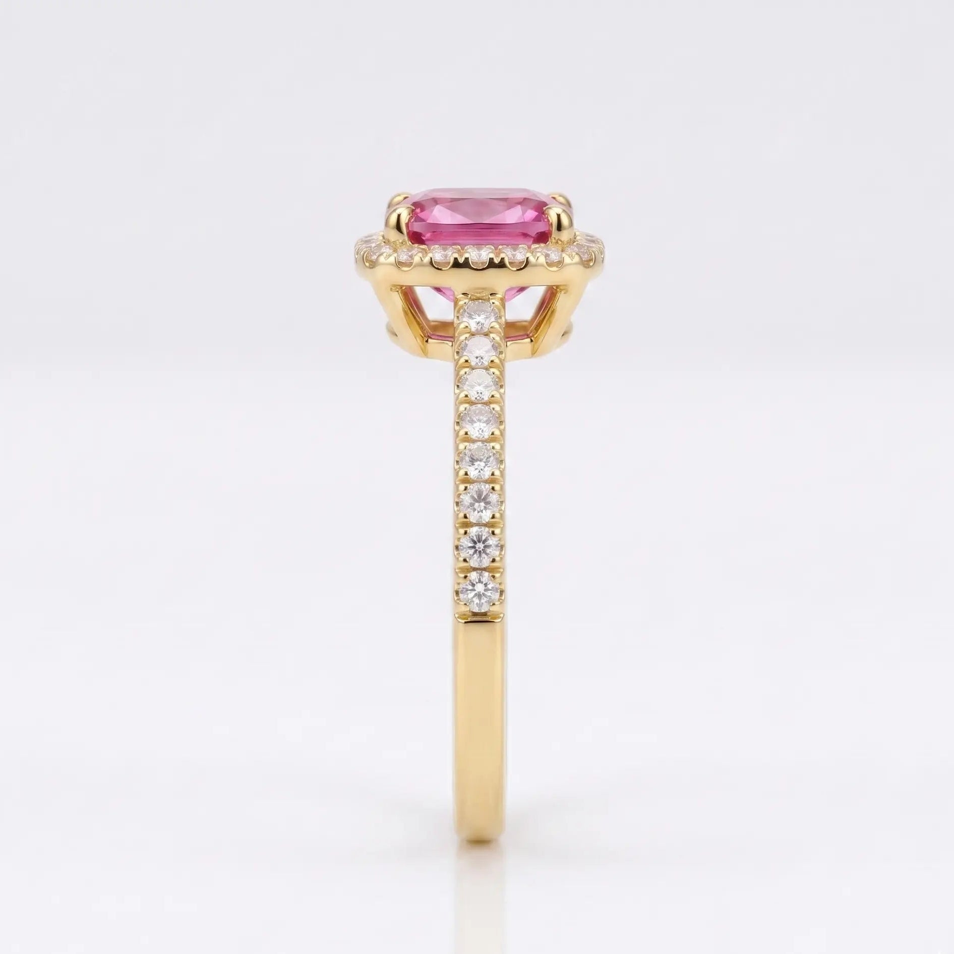 Cushion Morganite Halo Ring with Dazzling Diamond Accents