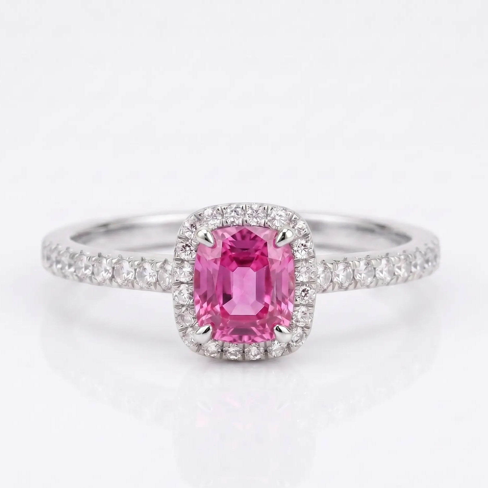 Cushion Morganite Halo Ring with Dazzling Diamond Accents