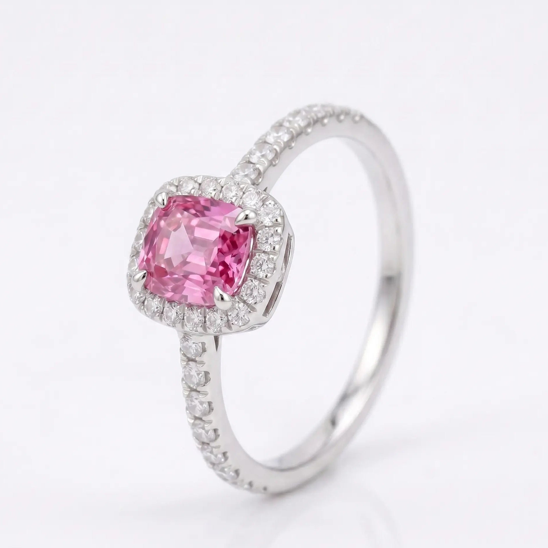 Cushion Morganite Halo Ring with Dazzling Diamond Accents