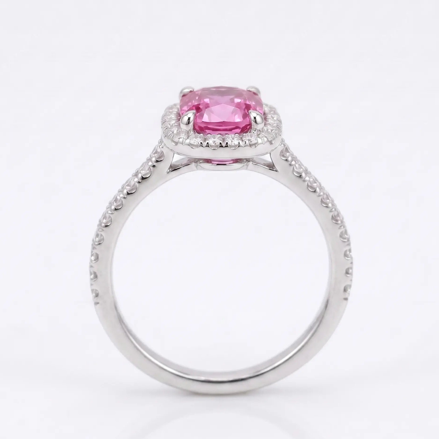 Cushion Morganite Halo Ring with Dazzling Diamond Accents