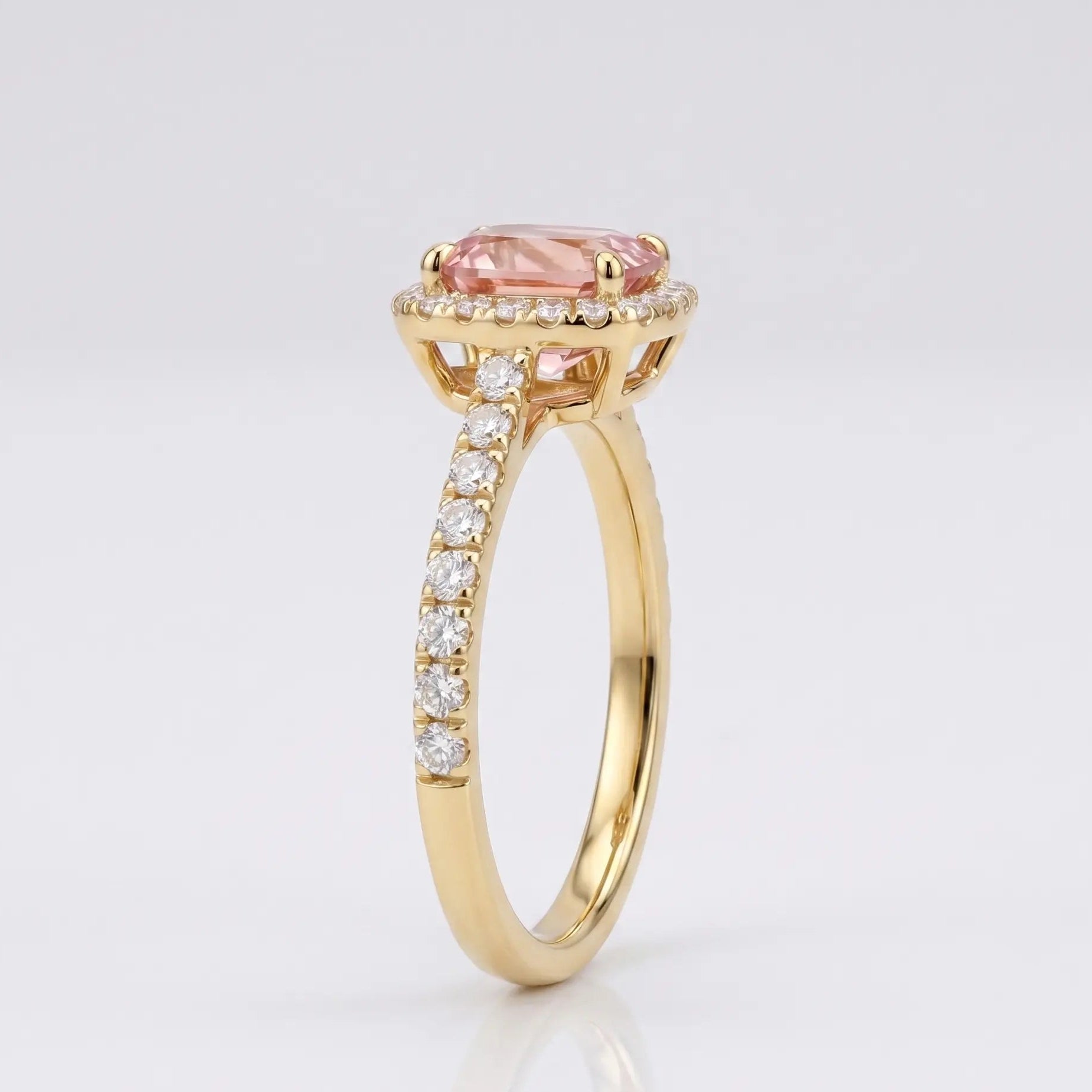 Cushion Morganite Halo Ring with Dazzling Diamond Accents