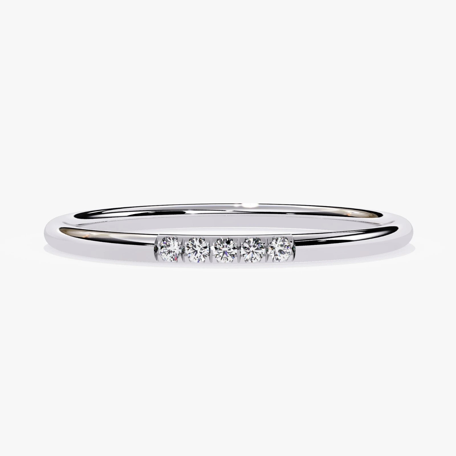 Dainty Round Cut Lab Grown Diamond Wedding Ring -Stone Anniversary Band for Women