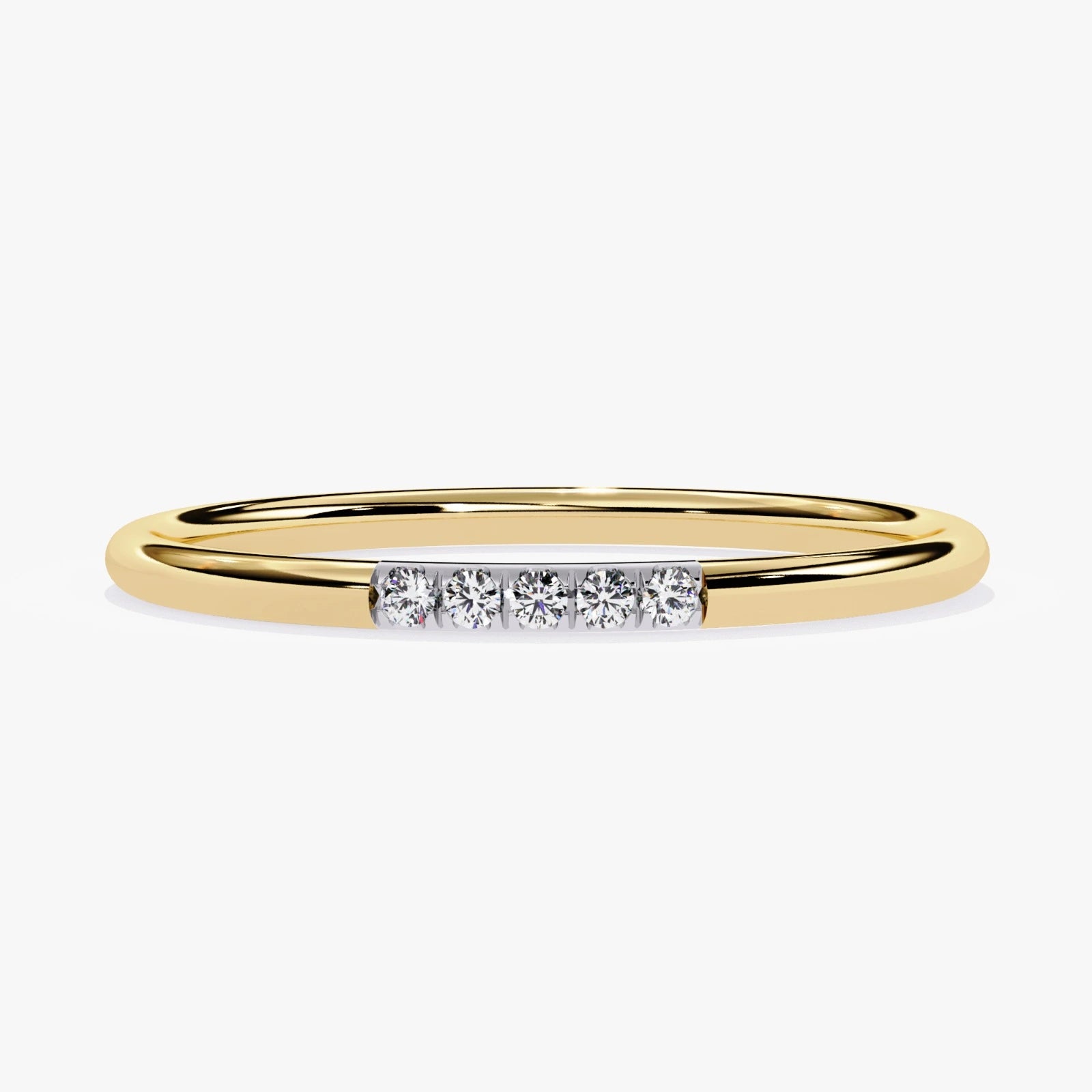 Dainty Round Cut Lab Grown Diamond Wedding Ring -Stone Anniversary Band for Women