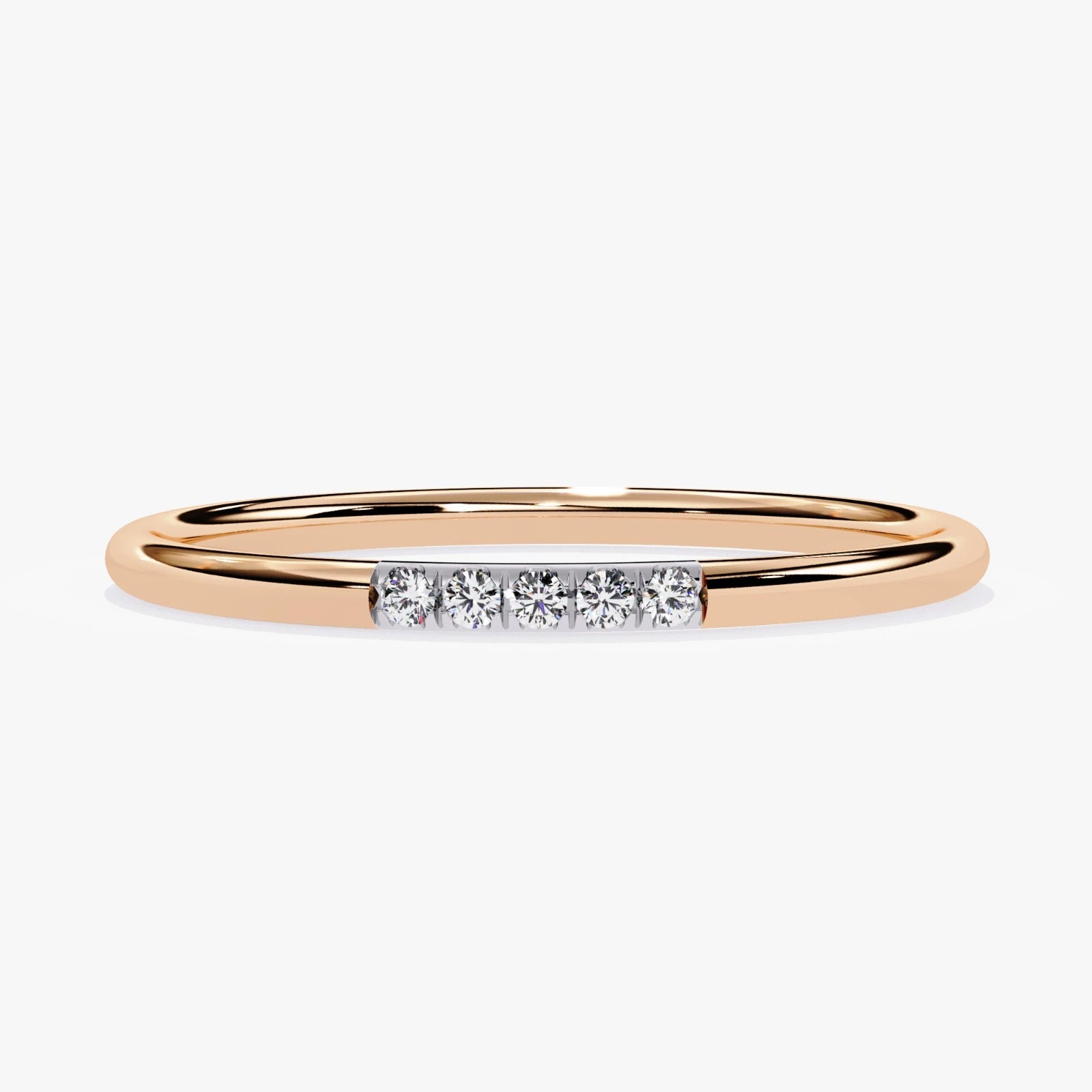 Dainty Round Cut Lab Grown Diamond Wedding Ring -Stone Anniversary Band for Women