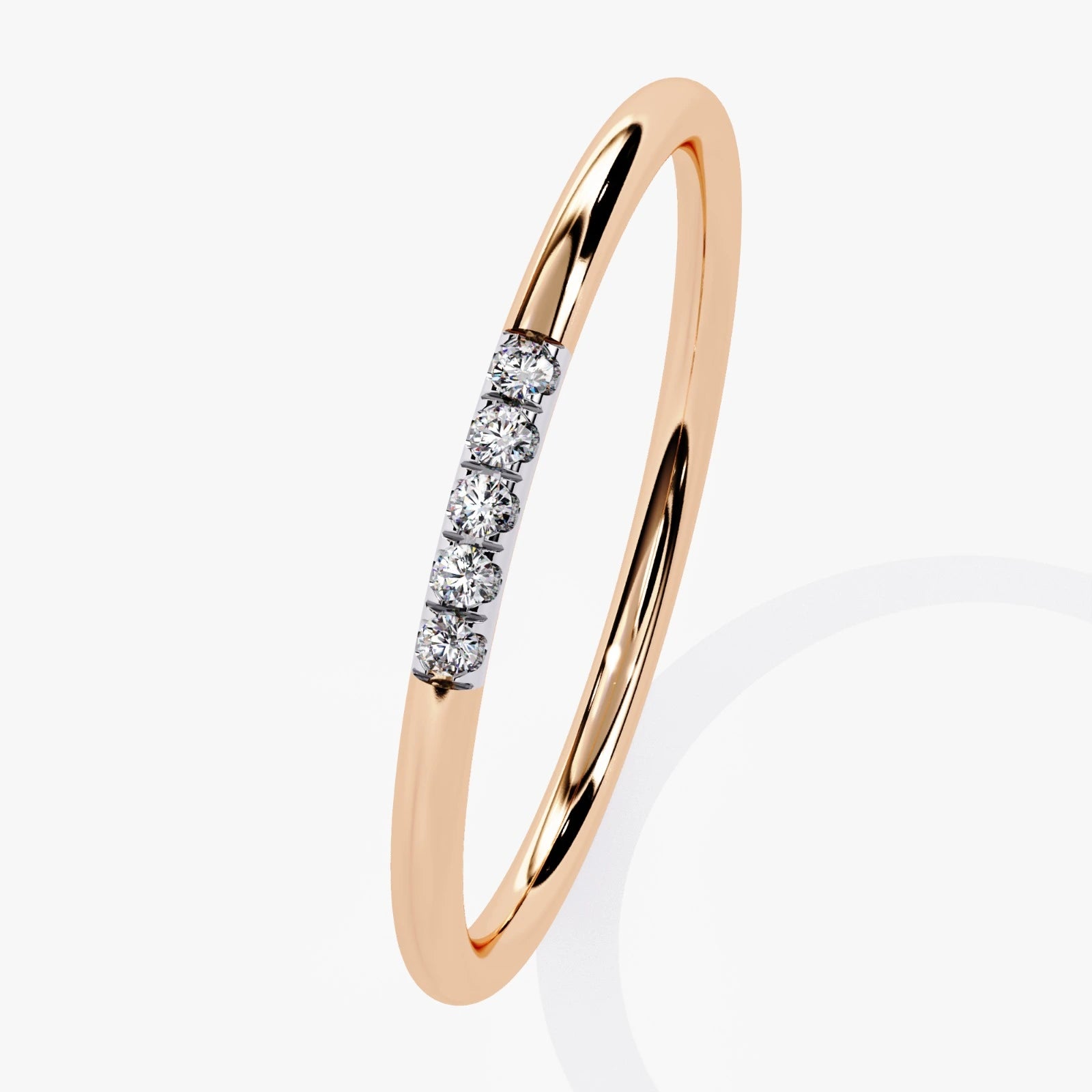Dainty Round Cut Lab Grown Diamond Wedding Ring -Stone Anniversary Band for Women