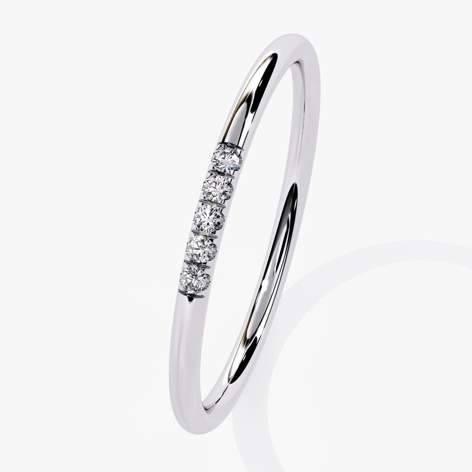 Dainty Round Cut Lab Grown Diamond Wedding Ring -Stone Anniversary Band for Women
