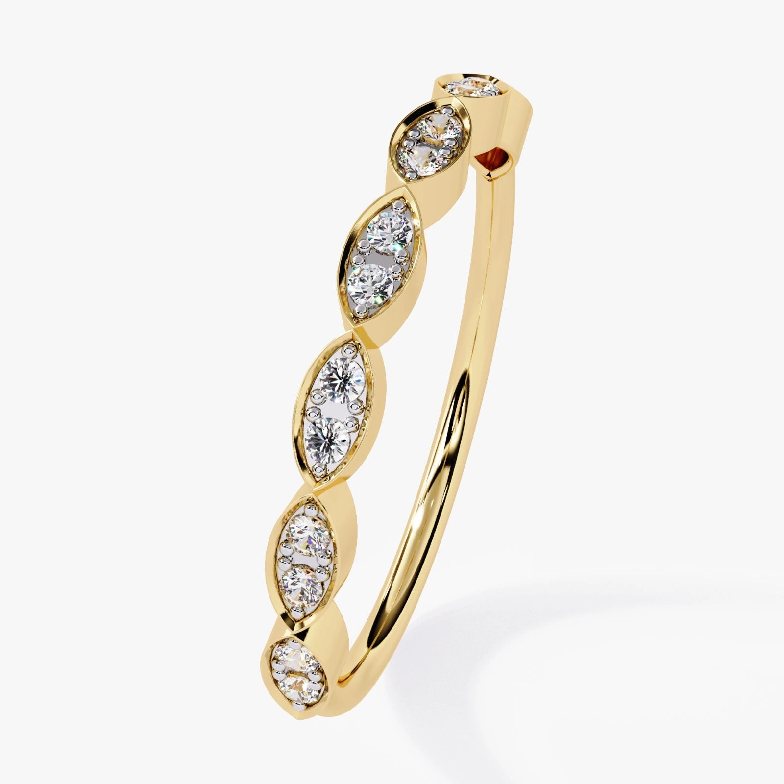 Delicate Lab Grown Diamond Wedding Band with Mil grain Detail