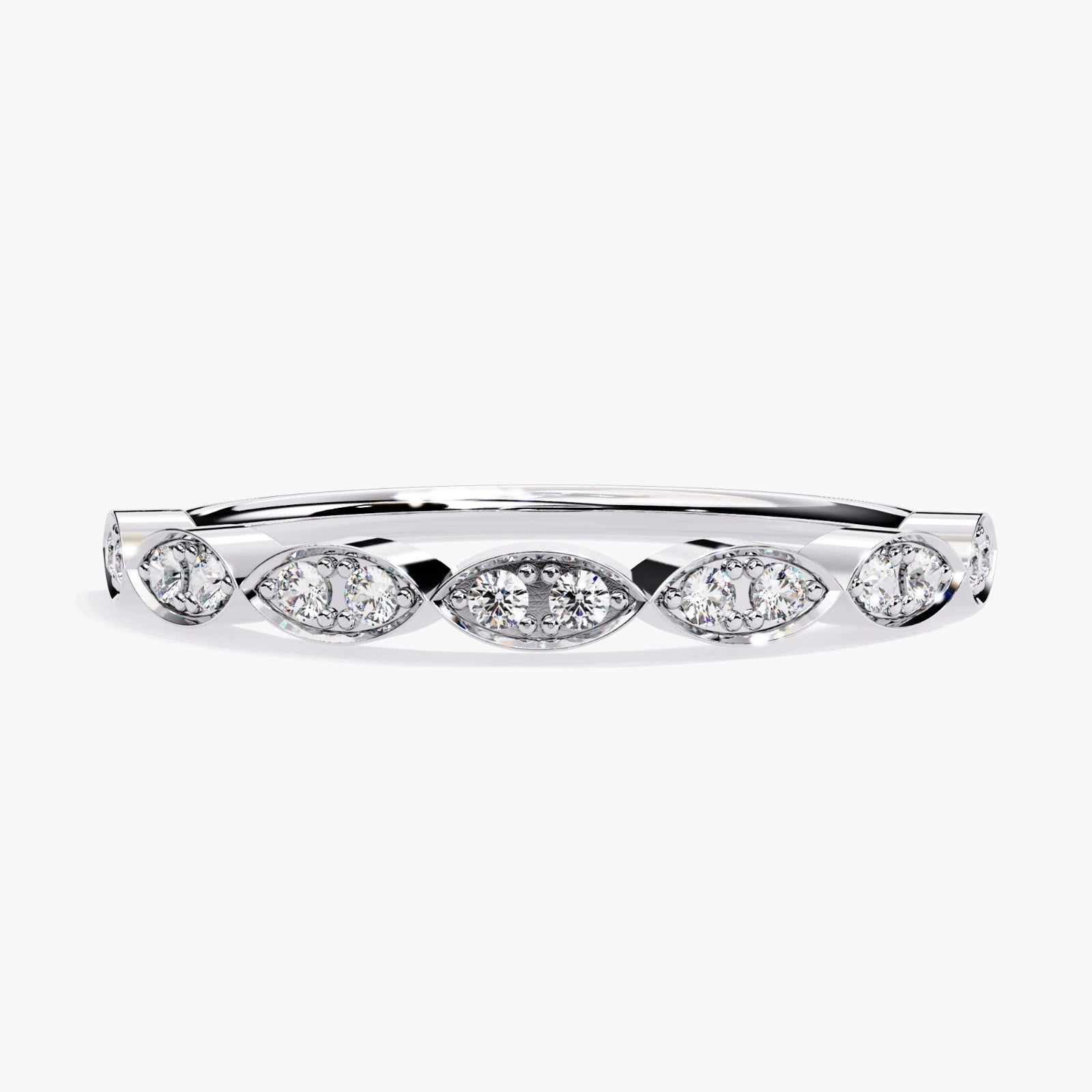 Delicate Lab Grown Diamond Wedding Band with Mil grain Detail