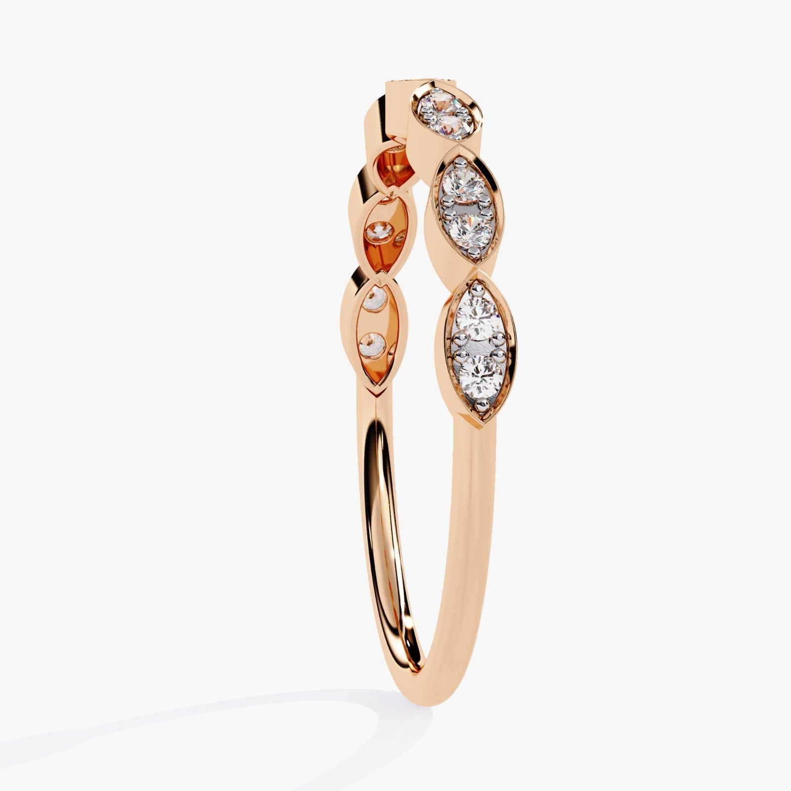 Delicate Lab Grown Diamond Wedding Band with Mil grain Detail