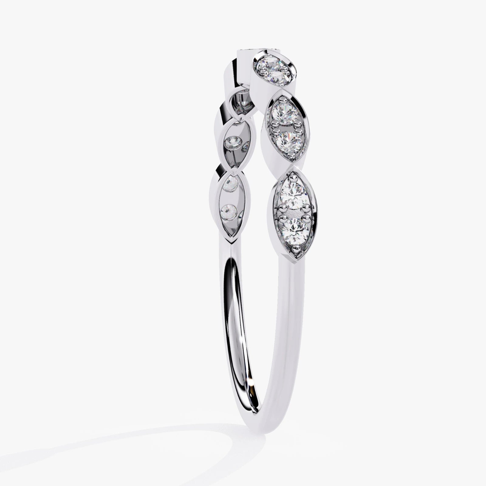Delicate Lab Grown Diamond Wedding Band with Mil grain Detail