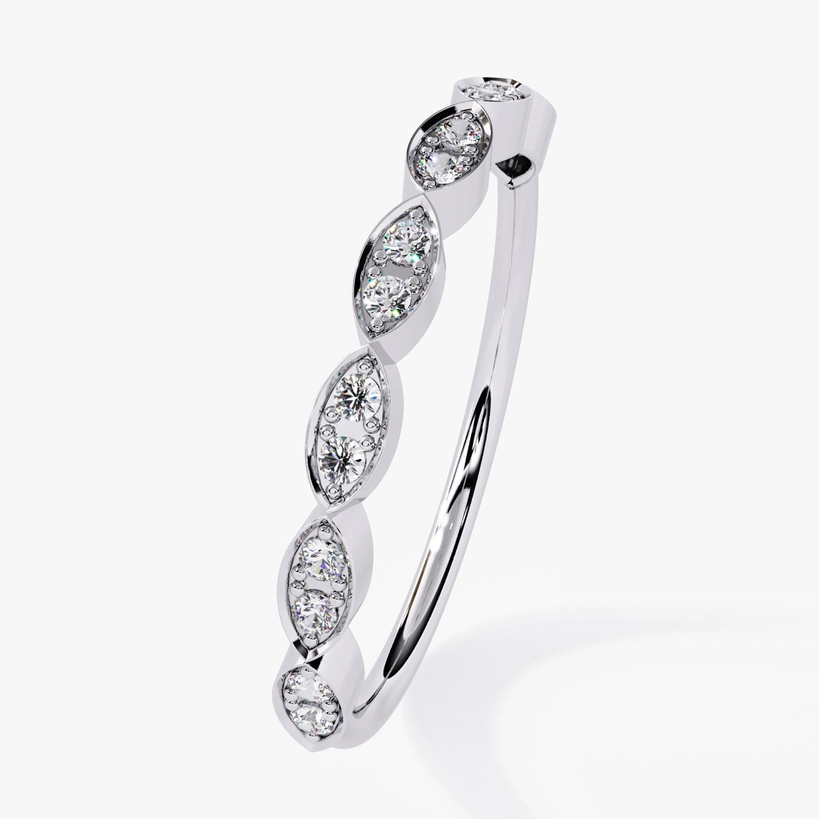 Delicate Lab Grown Diamond Wedding Band with Mil grain Detail