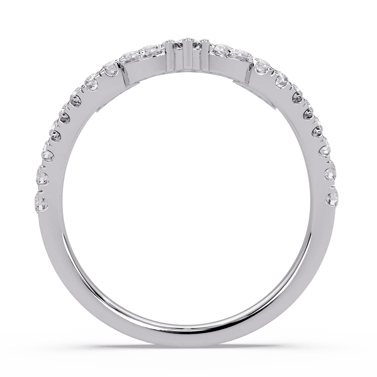 Crown Diamond Wedding Band & Royal Curved Tiara Pave Diamond Ring